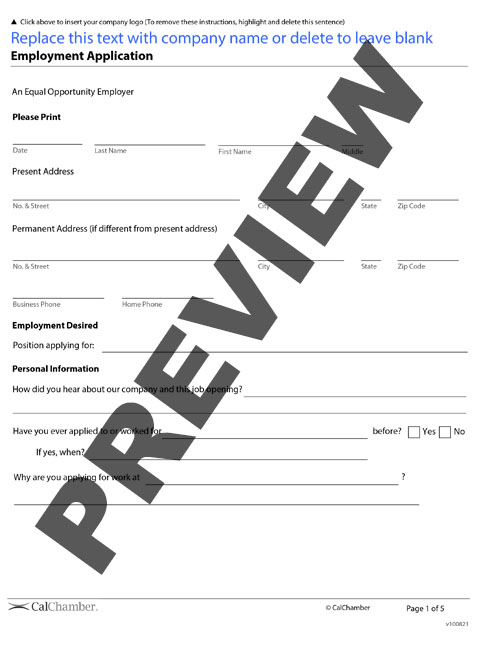 application for employment template